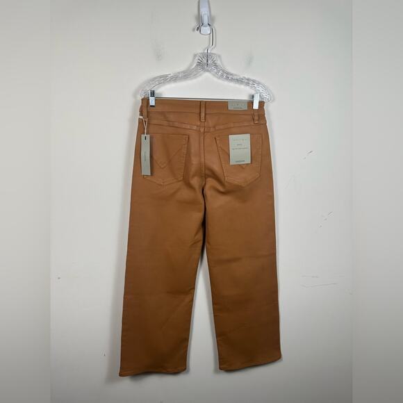 NWT Hudson Rosie High-Rise Wide Leg Ankle Jean Coated Denim Tobacco Brown Sze 30 - Picture 2 of 8
